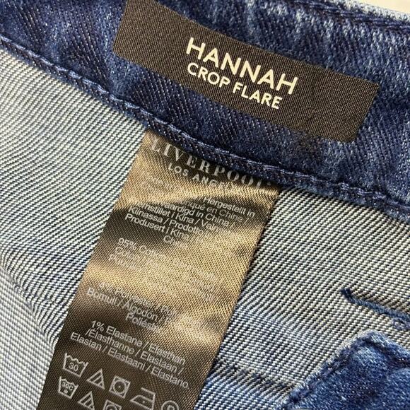Liverpool Los Angeles Hannah Crop Flare Vintage Wash Blue Denim Jeans Size 2/26 - Picture 5 of 7